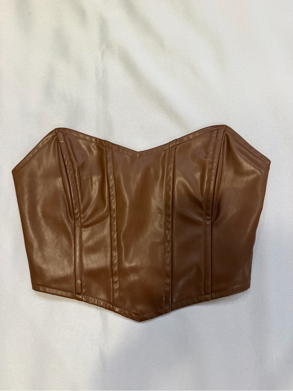 Princess Polly Tan Strapless Faux Leather Corset Top